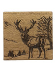 Scenic Stag Single Oak Coaster