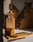 Highland Cow Framed Oak Serving Board - Small