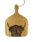 Highland Cow Oak Hanging Paddle - Medium