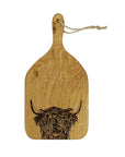 Highland Cow Oak Hanging Paddle - Small