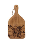 Scenic Highland Cow Oak Hanging Paddle - Small