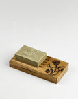 Thistle Trio Oak Soap Dish & Soap Set