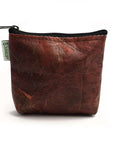Vegan Teak Leaf Leather Straight Edge Coin Bag
