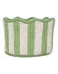 Stripy Scalloped Basket - Green