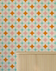 Retro Star Wallpaper in Pink, Orange and Teal