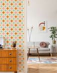 Retro Star Wallpaper in Pink, Orange and Teal