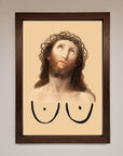Premium Jesus Breasts Framed Poster, luxury spiritual wall art, stylish home decor, best-selling unique statement piece by Zestio at brixbailey.com