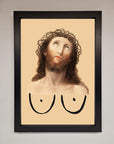 Luxury Jesus Breasts Framed Poster, premium wall art, stylish home decor, trending spiritual artwork, best-selling unique framed print by Zestio at brixbailey.com