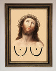Luxury Jesus Breasts Framed Poster, stylish spiritual wall art for home or office decor by Zestio at brixbailey.com