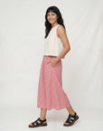 Joyce Burgandy Gingham Skirt