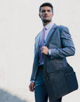 Kaili Mood Messenger Bag - Black Canvas & Genuine Leather with Adjustable Strap & Trolley System by Kailimood.store at brixbailey.com