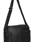 Kaili Mood Messenger Bag - Black Canvas & Genuine Leather with Adjustable Strap & Trolley System by Kailimood.store at brixbailey.com