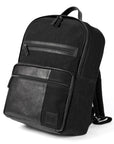 Kaili Mood - Black Canvas & Genuine Leather Laptop Backpack - Adjustable Straps & Multiple Pockets by Kailimood.store at brixbailey.com