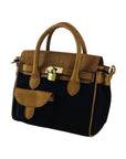Mini Handbag in Canvas/Genuine Leather Made in Italy - Chic Black Vintage Style with Adjustable Shoulder Strap & Functional Pockets by Kailimood.store at brixbailey.com