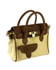 Mini Handbag in Canvas/Genuine Leather Made in Italy - Elegant Vintage Style with Adjustable Strap & Functional Pockets by Kailimood.store at brixbailey.com
