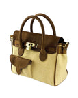 Mini Canvas & Genuine Leather Handbag Made in Italy - Elegant Vintage Style with Adjustable Shoulder Strap & Functional Pockets by Kailimood.store at brixbailey.com
