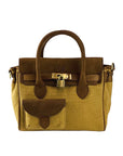 Mini Canvas/Leather Handbag Made in Italy - Elegant Hazelnut Vintage Style with Adjustable Shoulder Strap & Functional Pockets by Kailimood.store at brixbailey.com