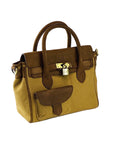 Mini Handbag in Canvas/Genuine Leather Made in Italy - Elegant Hazelnut Vintage Style with Adjustable Shoulder Strap by Kailimood.store at brixbailey.com
