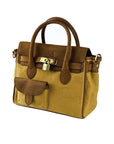 Mini Handbag in Canvas/Genuine Leather Made in Italy - Elegant Hazel Vintage Style with Adjustable Shoulder Strap & Functional Pockets by Kailimood.store at brixbailey.com