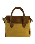 Mini Handbag in Canvas/Real Leather Made in Italy - Elegant Hazelnut Vintage Style with Adjustable Strap & Functional Pockets by Kailimood.store at brixbailey.com