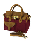 Mini Handbag in Canvas/Genuine Leather Made in Italy - Elegant Bordeaux & Vintage Style - Adjustable Shoulder Strap - Perfect Gift by Kailimood.store at brixbailey.com