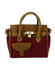 Mini Handbag in Canvas/Leather Made in Italy - Elegant Bordeaux & Vintage Style - Adjustable Shoulder Strap & Functional Pockets by Kailimood.store at brixbailey.com