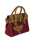 Mini Handbag in Canvas/Genuine Leather Made in Italy - Elegant Bordeaux & Vintage Leather Design - Adjustable Shoulder Strap by Kailimood.store at brixbailey.com