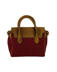 Mini Handbag in Canvas/Genuine Leather Made in Italy - Elegant Bordeaux & Vintage Leather - Adjustable Strap - Perfect Size 24x20x12cm by Kailimood.store at brixbailey.com
