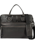 Waterproof Nylon & Genuine Leather Briefcase - Italian Design, Handcrafted Premium Quality, Black Elegant & Modern, Laptop Compartment, Adjustable Shoulder Strap, Trolley Sleeve - 39x30x12 cm by Kailimood.store at brixbailey.com