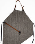 Stylish Herringbone Linen Apron with Leather Details – Eco-Friendly by KOOSdisain at www.brixbailey.com