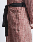 Linen Men's Bathrobe - Red Fishbone