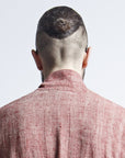 Linen Men's Bathrobe - Red Fishbone