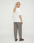 Kate Black Check Barrel Leg Trouser