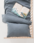 Linen Duvet Cover Set for Kids Blue Fog