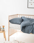 Linen Duvet Cover Set for Kids Blue Fog