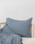 Linen Duvet Cover Set for Kids Blue Fog