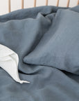 Linen Duvet Cover Set for Kids Blue Fog