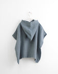 Linen Fine Waffle Poncho for Kids Blue Fog