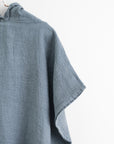 Linen Fine Waffle Poncho for Kids Blue Fog
