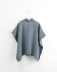 Linen Fine Waffle Poncho for Kids Blue Fog