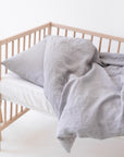 Linen Duvet Cover Set for Kids Light Grey