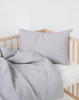 Linen Duvet Cover Set for Kids Light Grey