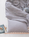 Linen Duvet Cover Set for Kids Light Grey