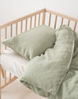 Linen Duvet Cover Set for Kids - Sage
