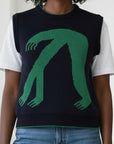 Organic Cotton Knit Jumper Vest - Blue