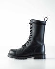 Black High Aviator Leather Boots