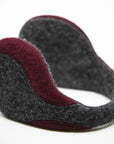 Felted Wool Earmuffs in Dark Grey and Bordeaux