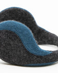 Felted Wool Earmuffs Dark Grey and Aquamarine