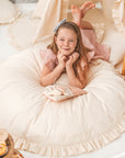 MINICAMP Large Floor Cushion with Ruffled Edges – Plush & Hypoallergenic for Kids by Minicamp at brixbailey.com