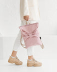 Pink Bow Denim Backpack